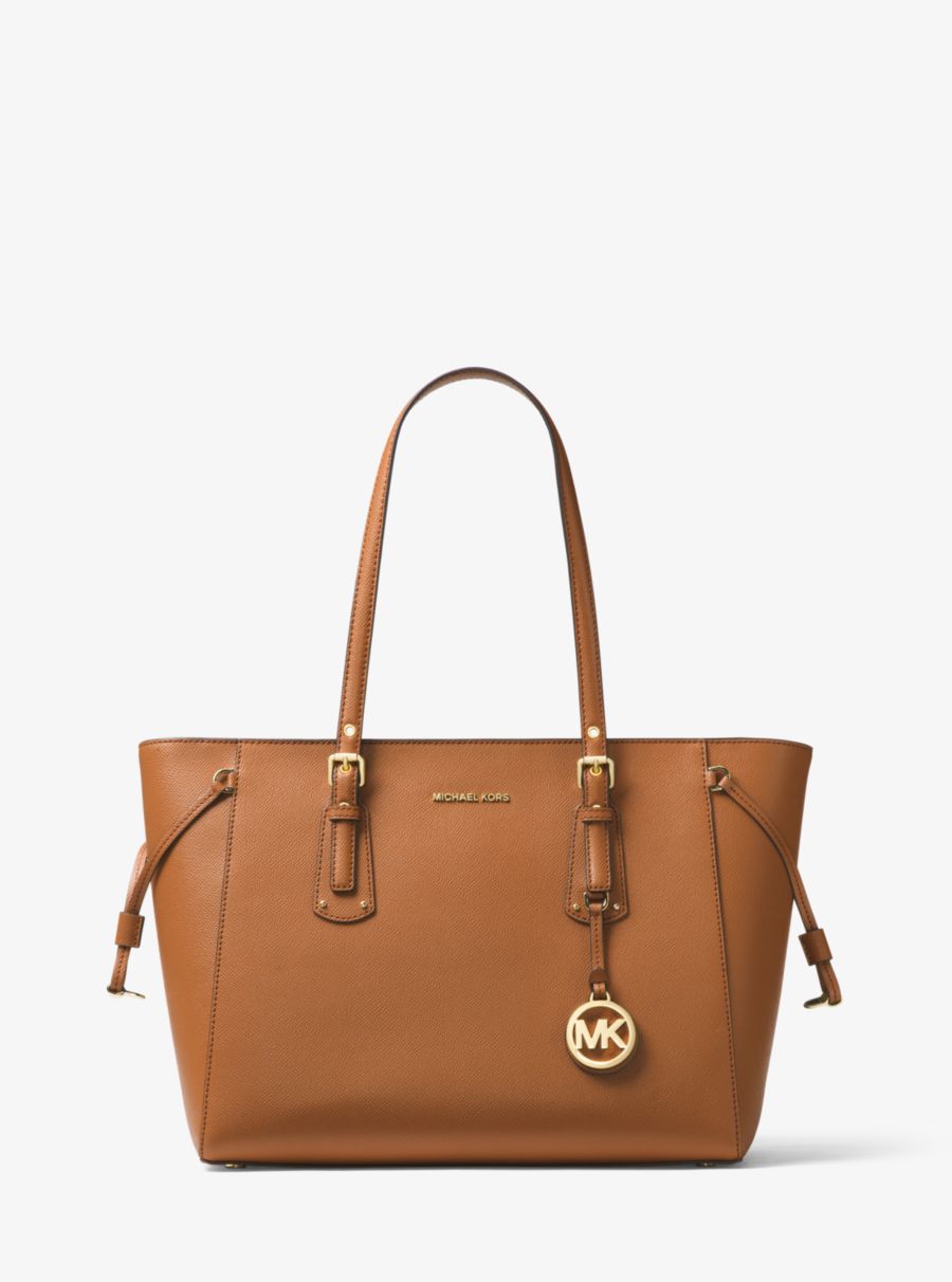 Damske Prenosná Taška Michael Kors Voyager Medium Crossgrain Leather Hnede - Kabelky Michael Kors Lacne | ITQOC-9680